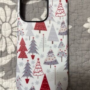 IPhone 16 pro Case with Red & Gray Holiday Tree Pattern - Unbranded